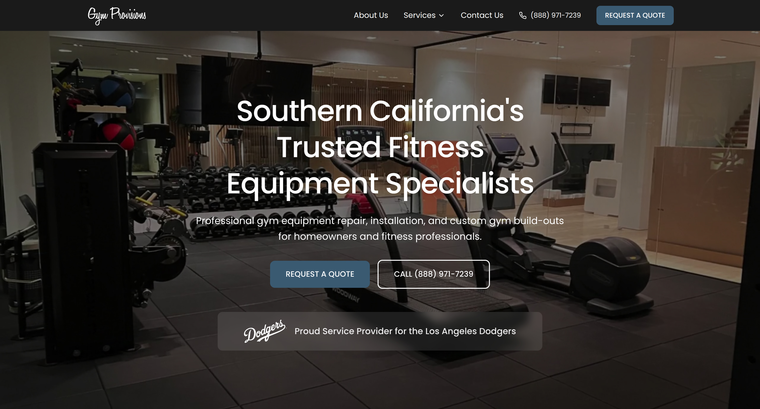 Gym Provisions desktop website built by VitalLogik